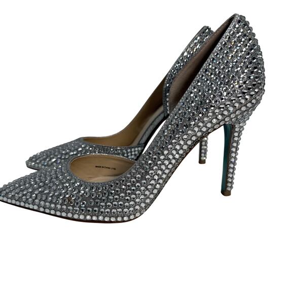 Betsey Johnson Hazil Silver Rhinestone Heels Women’s 8.5 Pointed Toe Pumps - Picture 6 of 9